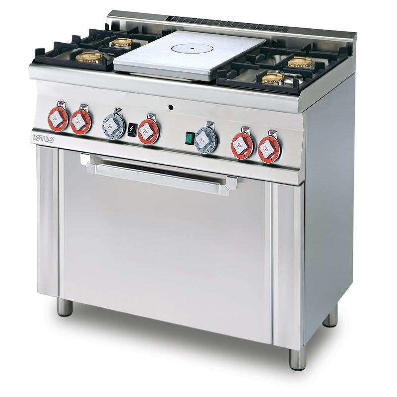 PLATEAU TOUT GAZ + 4 brûleurs avec four à gaz statique et grill. Dimensions 100x60 h90 cm. Modèle TPF4-610G - 2243_0