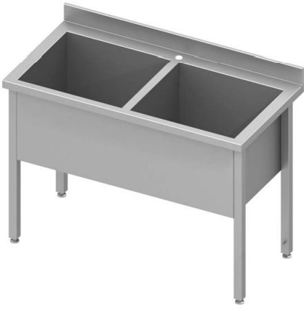 Plonge inox maxi 2 cuves profondes soudée 1600x800x900 h=400 - 931388160_0