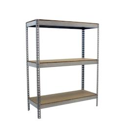 PROREGAL Étagère pour charges lourdes WOOD BEAST THREE | HxLxP 150x120x60cm | 3 niveaux | Charge du compartiment 600kg | Galvanisé - argenté méta_0