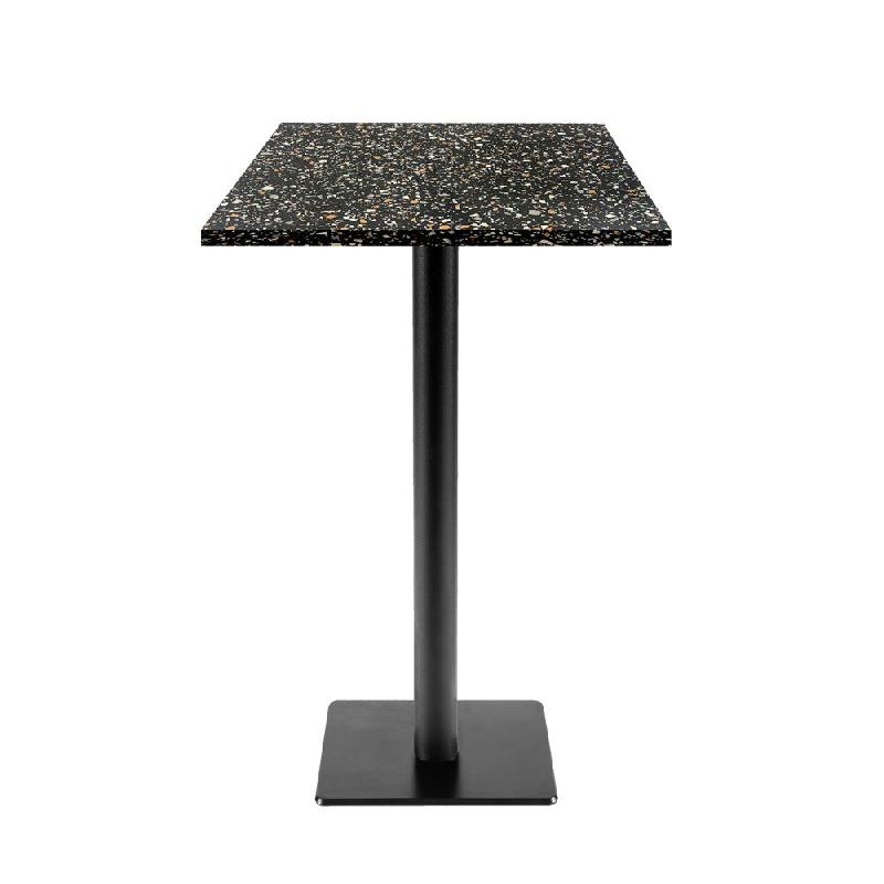 RestooTab - Mange-debout Milan T 50x50cm décor terrazzo black chip - noir fonte TB-MITFF-5050M-BL.CHI_0