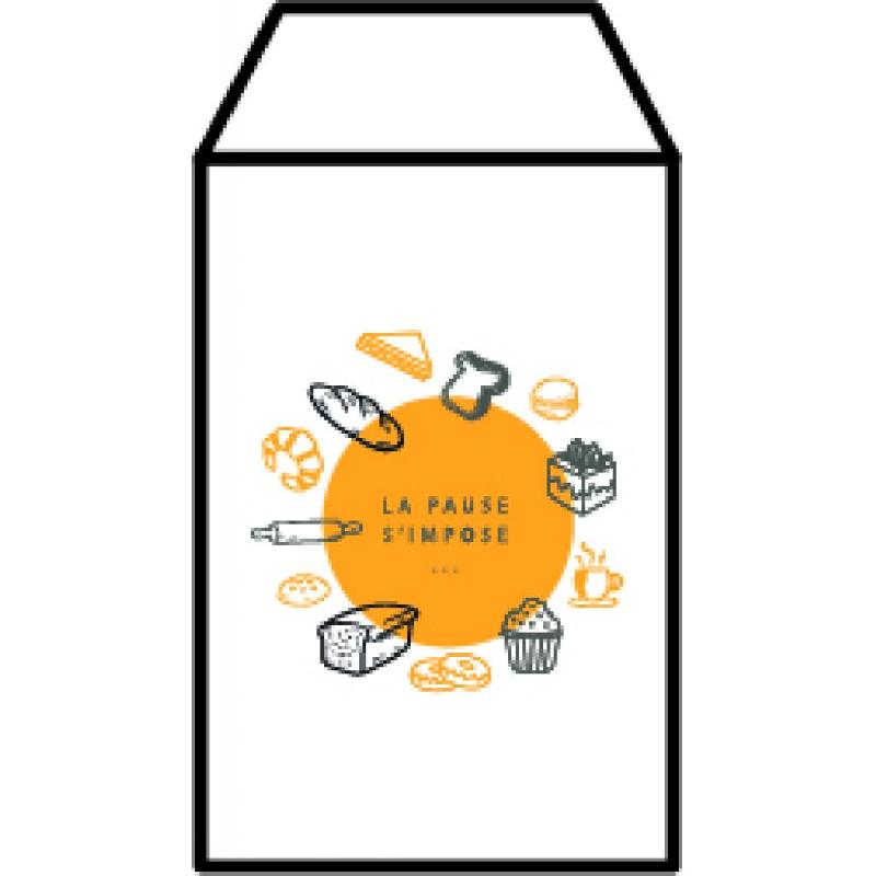 SAC CROISSANT N°1 EN KRAFT BLANC AVEC DÉCOR X 1000 FIRPLAST