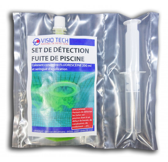 Set de détection de fuites - Piscine et bassin - Fluorescéine concentrée 200 ml avec seringue et mode opératoire_0