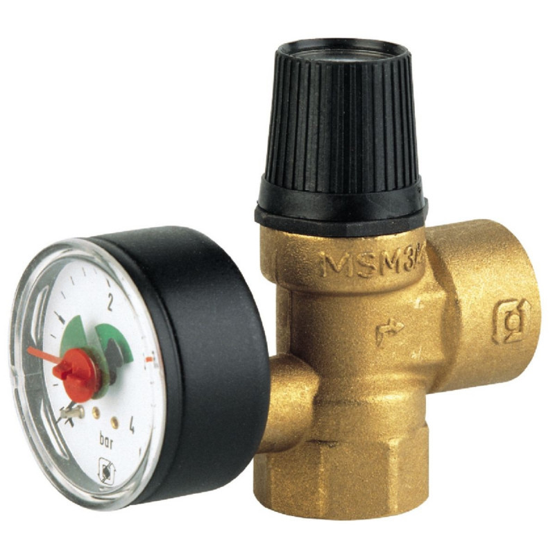 SOUPAPE CHAUFFAGE AVEC MANOMÈTRE MSM/E-30 DOUBLE FEMELLE 1/2 - WATTS - L02101334
