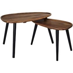 Table gigogne galet en acacia (Lot de 2) The Home Deco Factory - noir 3664944612636_0