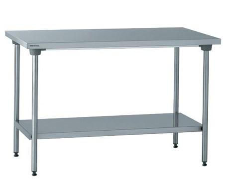 TABLE INOX CENTRALE AVEC ÉTAGÈRE 160 X 60 CM