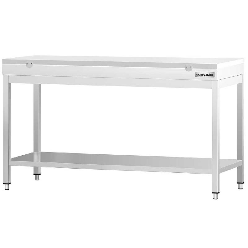 Table inox de découpe avec plan blanc - Profondeur 600 mm | Ggm - 1800_0