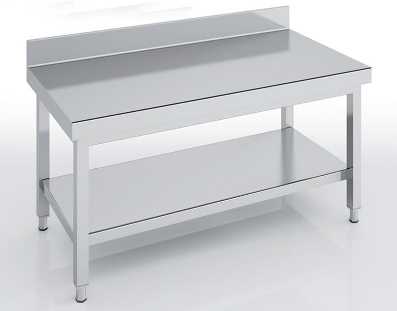 Table soubassement adossée en inox 1400x700x600 avec étagère - MMBD70-140_0