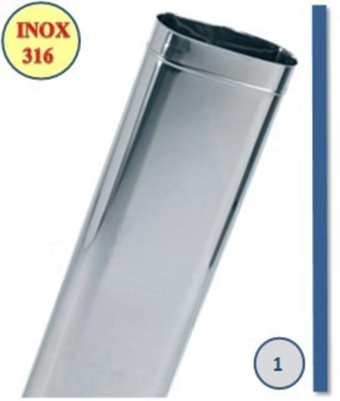 TUYAU OVALE INOX 316 - L = 1 MÈTRE - DIM 90 X 145 MM POUR Ø 125 MM