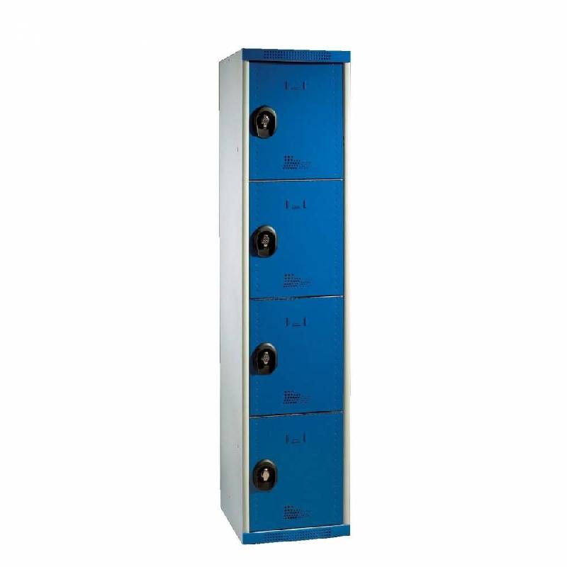 Vestiaire multicasiers Seamlin - 4 portes - Acier - Gris et Bleu - 180cm de hauteur_0