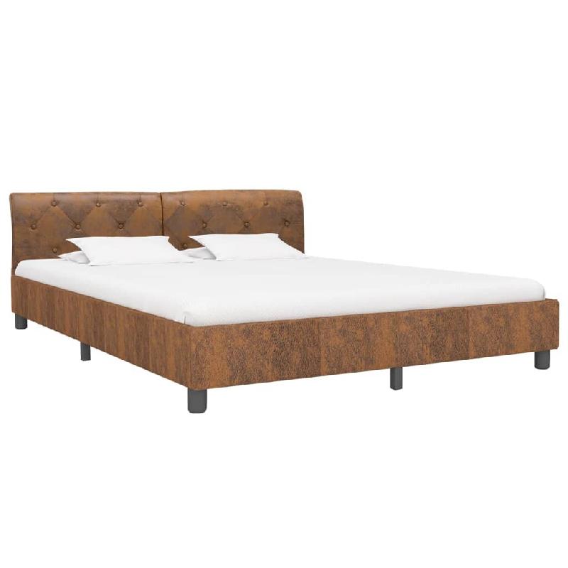 VidaXL Cadre de lit sans matelas marron similicuir daim 180x200 cm Modèle Dermonis - 284893_0