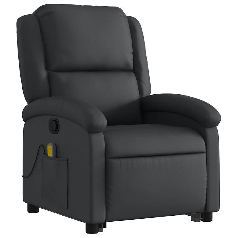 VidaXL Fauteuil inclinable de massage noir cuir véritable Modèle Oervanelis - 3204266_0