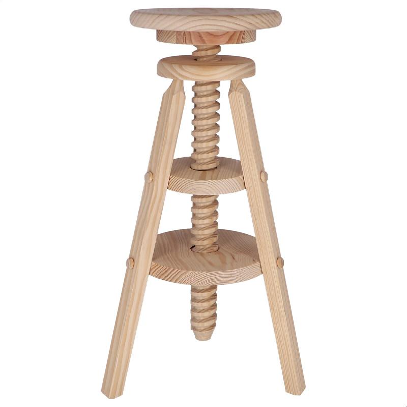 WellHome - Tabouret pivotant en bois finition non vernie 29x29x90 cm - beige WH13239_0