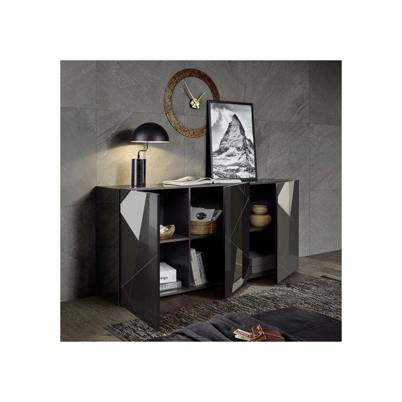 Meuble D'entrée Madia 3 Portes VE.CA - Style Moderne Chêne Sérigraphié - 181x84x42 Cm - Fabriqué En Italie