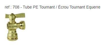 708 - Tube PE tournant avec écrou tournant équerre - Référence AC0708025070 - Diamètre 25 * 3/4 - PN 30_0