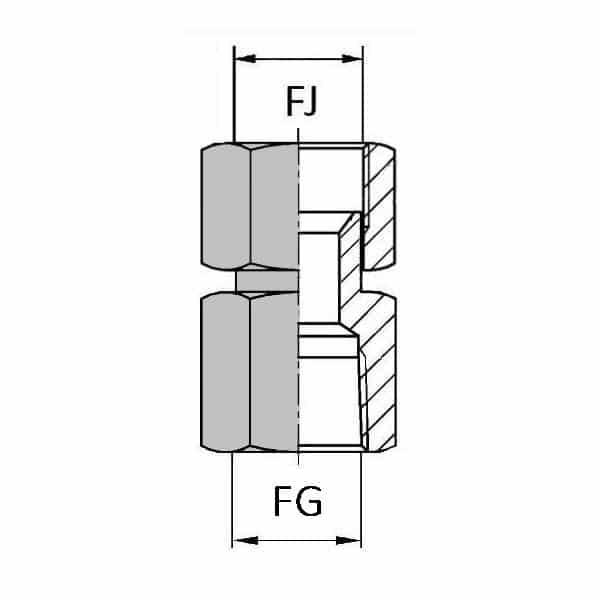 Adaptateurs - Droit femelle tournant JIC - X femelle gaz cylindrique - 7/16' , 9.71 , 1/4' , 11.44_0