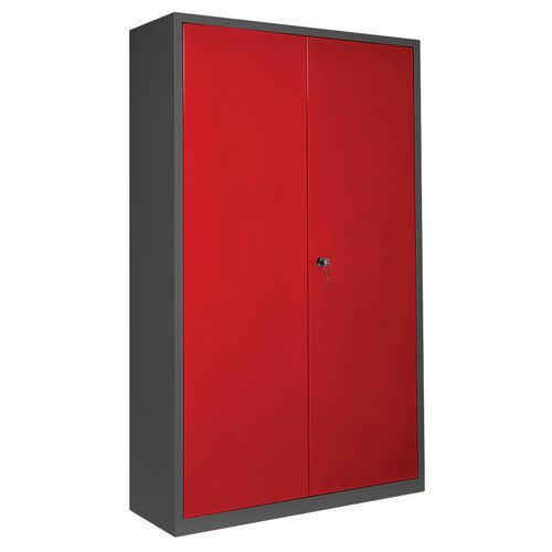ARMOIRE RANGEMENT L1200 CORPS ANTHRACITE PORTES ROUGE 3002