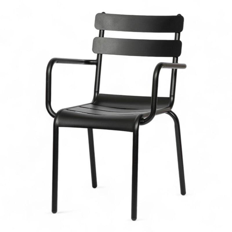Bistromania Fauteuil de Terrasse NICE - Métal Noir - L 54 x P 61 x H 85 cm - noir aluminium EA160_0