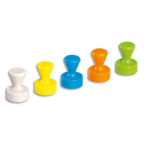 BLISTER DE 10 AIMANTS AU NÉODYME EN FORME DE QUILLE ASSORTIS, RÉSISTANCE 1,5 KG, D1,2 X H1,6 CM - LOT DE 2