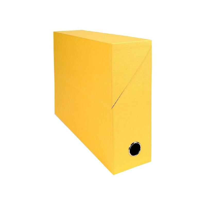 BOÎTE DE CLASSEMENT EXACOMPTA EN TOILE CARTONNEE - DOS  90 MM - JAUNE - LOT DE 5 BOÎTES