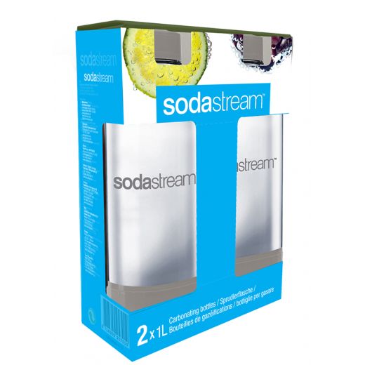 Bouteille Sodastream PET gris - Lot de 2 x 1L - Compatible machine Sodastream_0