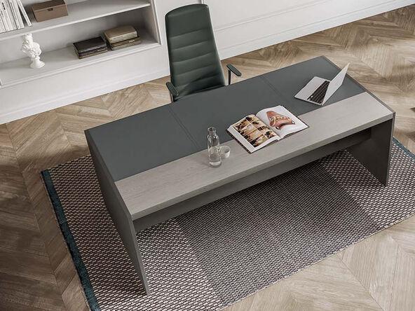 Bureau de direction contemporain avec inserts en cuir fabriqué en Italie_0