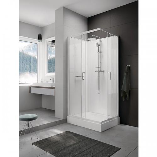 CABINE DE DOUCHE 120X80 CM PORTES COULISSANTES - VERRE TRANSPARENT KARA 2 LEDA