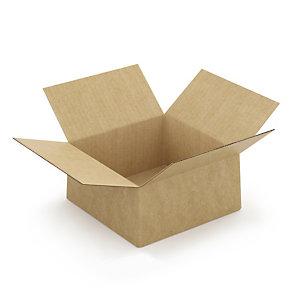 CAISSE CARTON BRUNE SIMPLE CANNELURE À MONTAGE INSTANTANÉ RAJA 20X20X10 CM