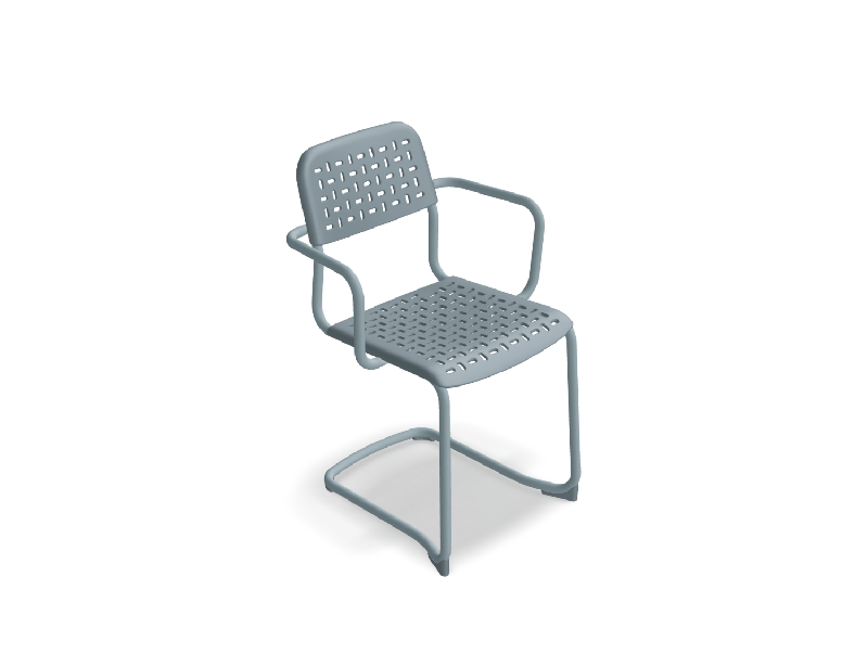 Chaise avec accoudoirs TUBE base luge - bleu_0