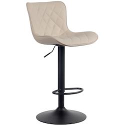 CLP Tabouret de bar Emma Pied en Métal Hauteur réglable Siège pivotant Crème/Similicuir - beige polyester 321021_0
