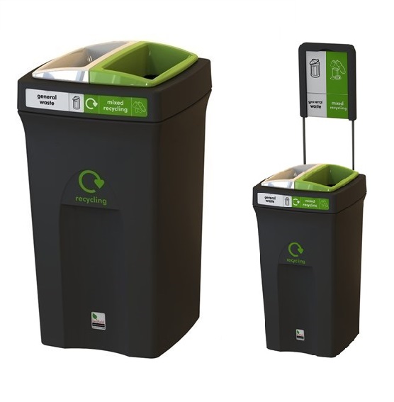 Corbeille de tri Envirobin 100L - Polyéthylène moulé, haute résistance, anti-UV, 1 ou 2 flux personnalisables_1