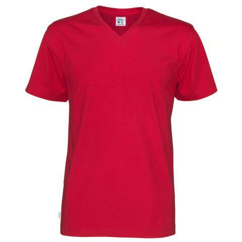COTTOVER T-SHIRT MANCHES COURTES COL V HOMME - CERTIFIÉ GOTS ROUGE - TAILLE M