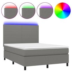 Décoshop26 - Cadre de lit avec LED, sommier, tête de lit réglable et matelas 140x200 cm - tissu gris foncé TDL0208354_0