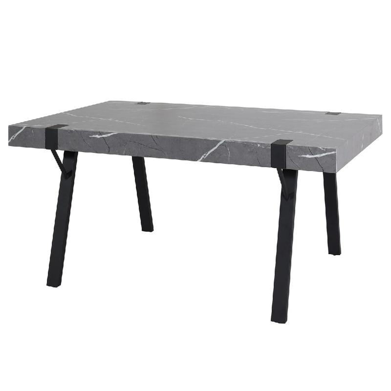 Décoshop26 - Table à manger design industriel 150x90 cm MDF aspect marbre gris et fer 04_0008562 - gris 3000262625628_0