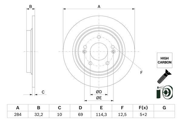DISQUE DE FREIN BOSCH 0986479G77 - boîte de 2 disques - arrière - type plein_0