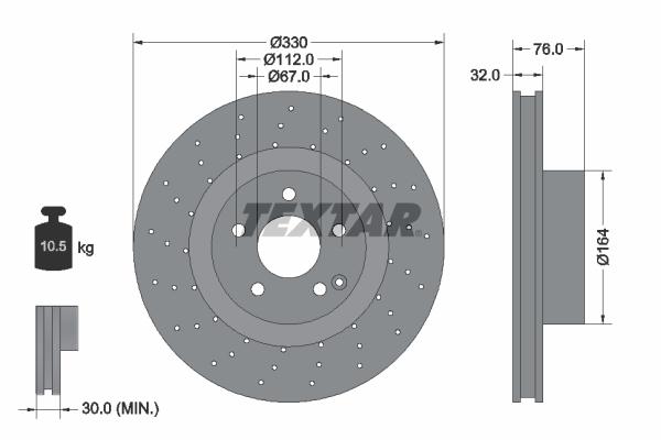 Disque de frein Textar 92099203 - poinçonné ventilé de l'intérieur_0