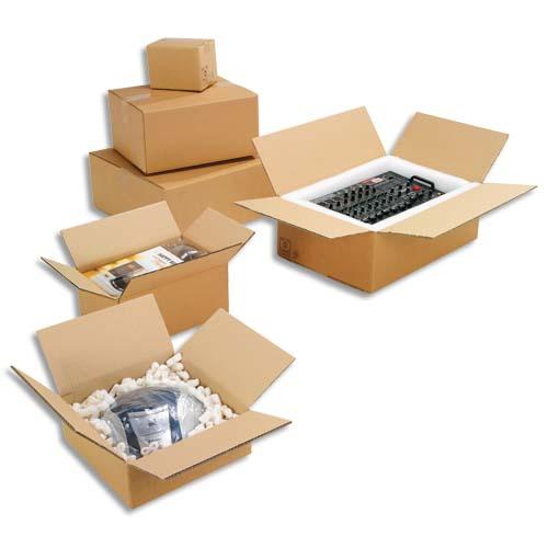 Emballage paquet de 20 caisses américaine simple cannelure en kraft écru - dimensions : 60 x 40 x 30 cm_0