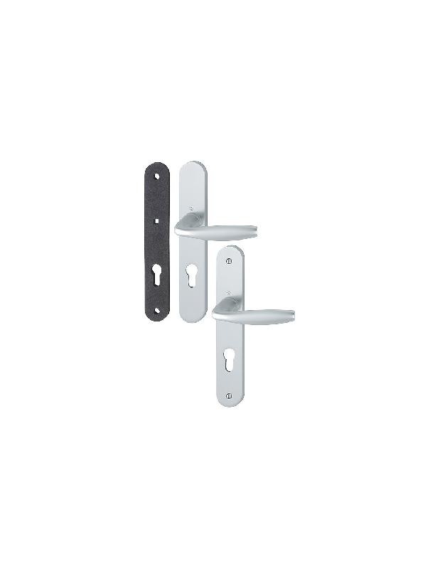 ENSEMBLE SUR PLAQUE NEW YORK TYPE CLÉ I ENTRAXE 70MM CARRÉ 7MM FINITION ARGENT - HOPPE - 3293355