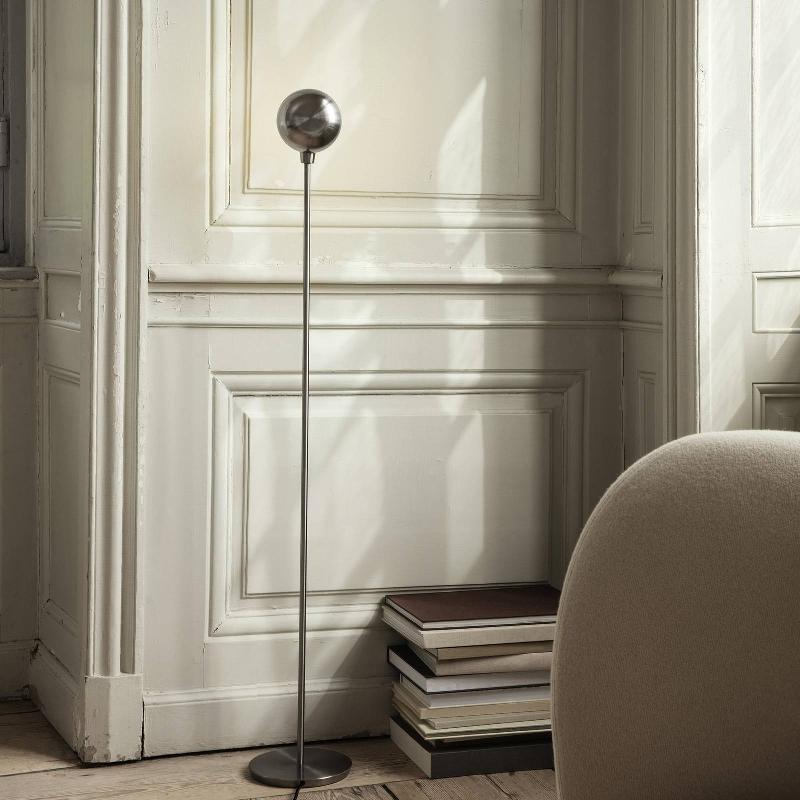 FERM LIVING LAMPE SUR PIED TINY, NICKEL, FER, HAUTEUR 124,2 CM