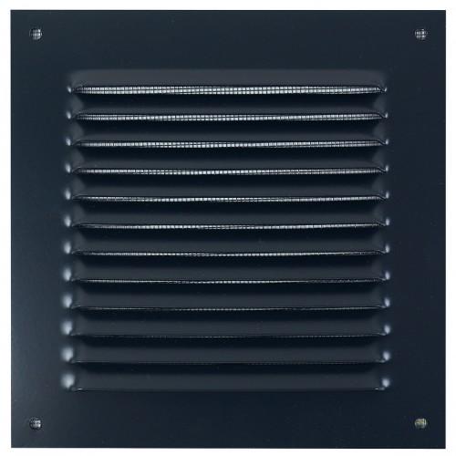 GRILLE D'AÉRATION MÉTALLIQUE À PERSIENNES ANTHRACITE - POSE EN APPLIQUE - 240 X 240 AUTOGYRE
