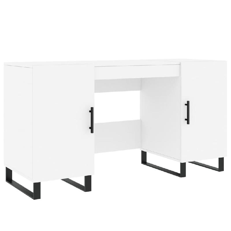 Helloshop26 - Bureau table poste de travail meuble d'ordinateur informatique étude 140 x 50 x 75 cm bois d'ingénierie blanc 02_0023512 - blanc Bois_0