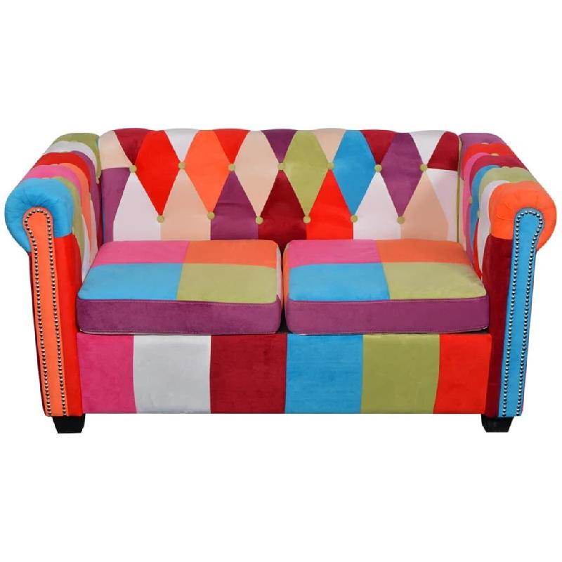 Helloshop26 - Canapé chesterfield 2 places tissu 02_0019061 - Bois massif 3000949688007_0