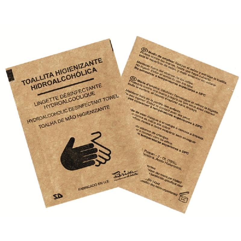 Lingette désinfectante hydroalcoolique papier naturel 8x6cm - par 500_0