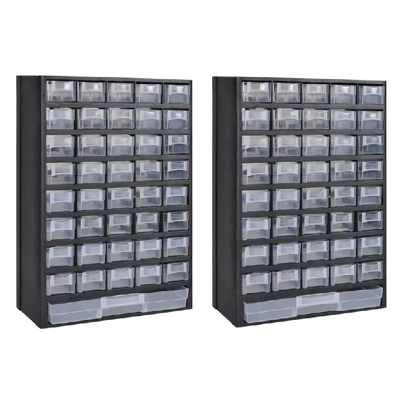 Lot de 2 boîtes à outils de rangement - 41 tiroirs plastiques transparents - Étagère armoire - 02_0003818_0