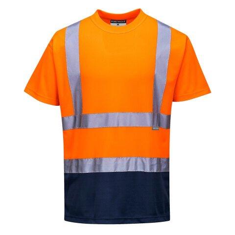 LOT DE 2 - PORTWEST S378 T-SHIRT BICOLORE ORANGE/MARINE - TAILLE XXL