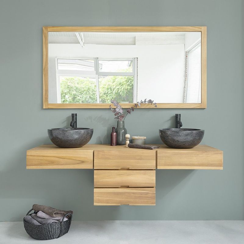 Dessus De Meuble De Salle De Bain Meuble De Salle De Bain En Bois De Teck Suspendu 160 Bois Dessus Bois Dessous Comparer Les Prix De Meuble De Salle De Bain En Bois De Teck Suspendu 160
