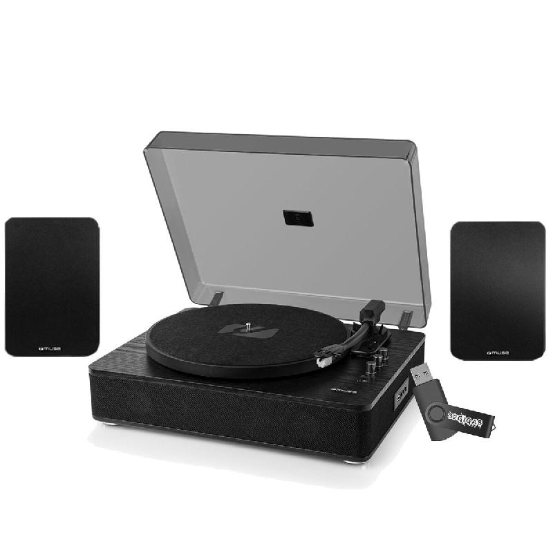 Platine vinyle Muse MT-106 WD,33/45/78 tours+ ENCEINTES active 150W - Bluetooth, Port USB pour lecture et encodage+clé USB 32go - 3666638040701_0
