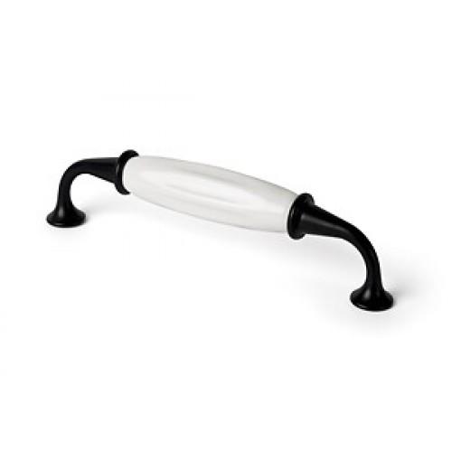 POIGNÉE DE MEUBLE EN ACIER ET PORCELAINE NOIR MAT ET BLANC CS 220661 INTERGES
