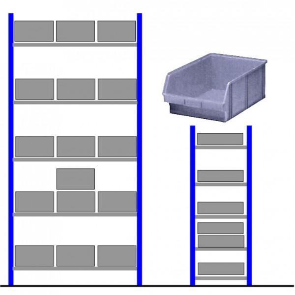 Rayonnage d'atelier avec bacs éco Gris Départ - 16 bacs - grande capacité 25L - Marque Rolléco_0