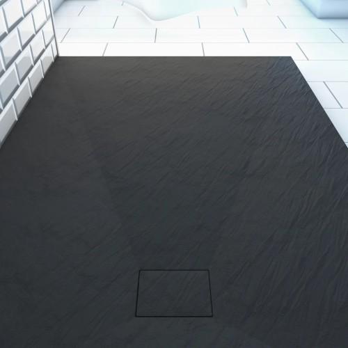 RECEVEUR DE DOUCHE 120X80CM EFFET PIERRE - ARDOISE NOIR MAT - STONE 2 AURLANE