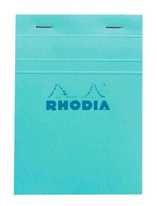 RHODIA Lot de 10 Bloc N°13 azur format 105x148 / A6, 80 feuilles 80 g/m² agrafées, quadrillé 5x5 - 3037920133010_0